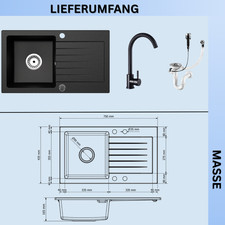  Granitspüle 75x43,5 cm +