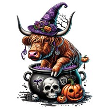 3x Halloween Highland cow car