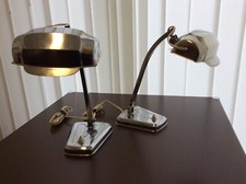 2 x perfekte Pirouett Art Deco Büro Lampen Einstellbar großer Schirm