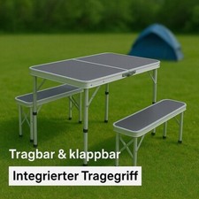 Campingtisch Set GREEN HILL Klapptisch  Bank Aluminium klappbar Koffertisch