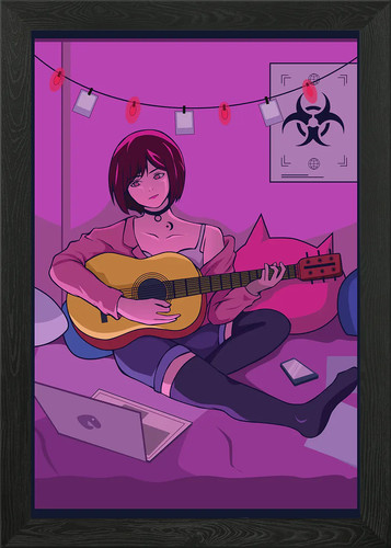 Anime girl gerahmtes - anime, wandbild