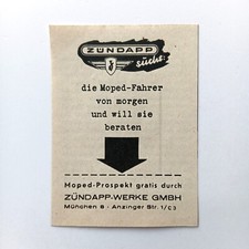 1954 Zündapp Moped Roller Werbung Werbeanzeige Reklame
