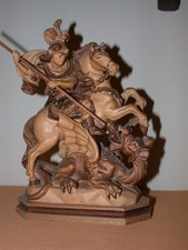 Hl. Georg mit Pferd 20cm Holzfigur Südtirol Holzschnitzerei Skulptur