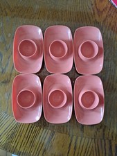 Eierbecher  Retro 70er Jahre   Plastik  Terrakottafarbig  stapelbar  6 Stück Set