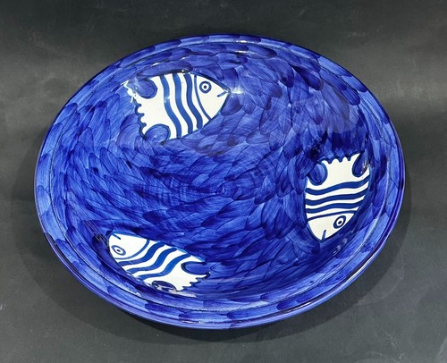 Blaue fischschale handbemalt - blaue,
