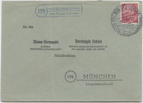 Bund 1957 landpoststempel - 1957,