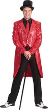Frack Pailletten Herren Kostüm rot Herrenfrack Fasching Karneval KK