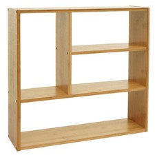 B-Ware Wandregal MCW-M22, Hängeregal Regal mit 4 Fächern, Bambus 50x50x15cm