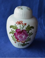 Ostfriesenrose Teedose mit Deckel geriffelt und handgemalt Nippon 13 cm hoch