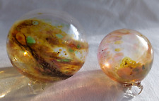 2 mundgeblasene EISCH Kugeln  ø 7 cm ø 12 cm  Sonnenfänger Aufhängeöse Murano