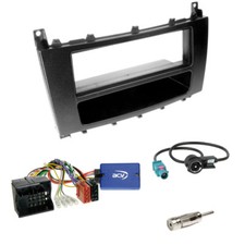 Blende+Fach schwarz + ALPINE CAN-BUS Lenkradinterface für Mercedes C-Klasse W203