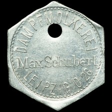 WERTMARKE: Flaschen Pfand. MOLKEREI DAMPFMOLKEREI MAX SCHUBERT LEIPZIG / SACHSEN