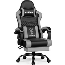 PORTREEN Ergonomischer Gaming Stuhl Bürostuhl mit Fußstütze belastbar bis 200 kg