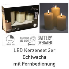 LED Kerzenset 3er Echtwachs