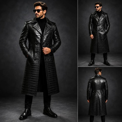 Herren echtleder mantel - echtleder,