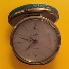 DDR Ruhla Reisewecker rund mechanisch 50er Jahre läuft Ø 8cm Höhe 3cm