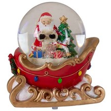 Schneekugel Spieluhr 16cm Musik Schlitten Weihnachtsmann bunt rot Weihnacht Deko