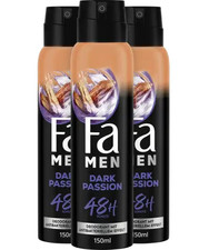 Fa MEN Dark Passion Deo Spray 48h Deodorant & Bodyspray Sandelholz Duft 3x 150ml