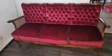Chippendale Rot Samt 3 sitzer Sofa Federung super Antik möbel