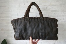 Alte Metzgertasche Fleischertasche Echt-Leder Handgefertigt um 1850