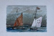 Segelschiffe Segler auf dem Meer MrS.2000 Marine Aquarell 17 x 25,3 cm