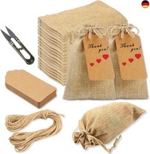 FIHODONE 32 Stück Säckchen Zum Befüllen Jutesack mit 10 Meters Kordelzug, 32 Pa