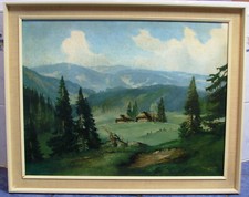 Arno Lemke * Schwarzwald: Bauernhof / Blick auf den Feldberg * Öldruck auf Leinw