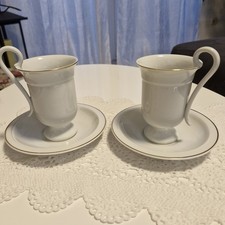 Orig.Verpackt Burg Lindau Porzellan 2 st. Schokolade Kaffe Tasse mit Gold Rand 