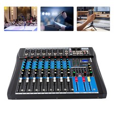 8 Kanal Audio Mixer Aufnahme Mischpult Bluetooth USB Mischer Equalizer DJ LCD DE