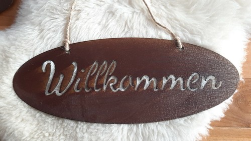 Edelrost schild willkommen - edelrost,