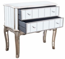 Nachtkommode verspiegelt Nachtschrank Nachtkonsole Nachttisch Glas Kommode