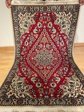 6272 Handgeknüpfter Nain mit Seide 136x83 Orientteppich Carpet Tappeto Ghom Rug