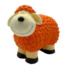 Süßes Keramik-Schaf für drinnen und draußen groß orange Outdoor Garten Terrasse 