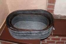 Zinkwanne oval, mit runden Griffen, in 3 Größen erhältlich, Zinkschale, Wanne