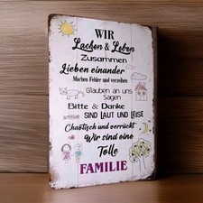 Lustiges Blechschild Familie Liebe Zusammenhalt Deko Geschenk sehr gut erhalten 