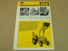 Prospekt Massey Ferguson MF 205 Baumaschine Frontlader Hydraulikbagger ca 1965