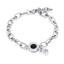 ARMBAND EDELSTAHL DAMEN SILBERARBEN  HOCHGLANZ HOCHZEIT ZIRKONIA