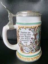 Alte BMF Bierseidel Bierkrug Keramik-Krug mit Zinndeckel Humpen für Oktoberfest