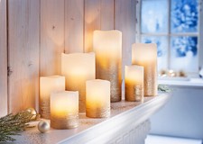 LED-Echtwachskerzen "Glamour" ecru, 7er-Set Timer Kerzen Wohnungsdekoration