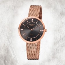 Regent Metall Damen Uhr F-1157 Analog Armbanduhr rosegold Metallarmband URF1157
