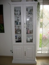 Vitrinenschrank Echtholz weiß