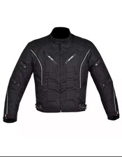 Herren Motorrad Jacke Wasserdicht Cordura Ce Schutzpolster Schwarz