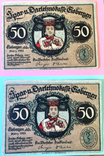 Eisbergen 2x Spar- und Darlehnskasse  50 Pfennig 1921