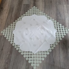 Tischdecke Hochwertige Mitteldecke Spitze pflegeleicht Naturweiß 83 x 83 cm
