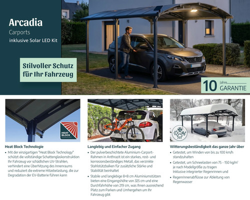 Carport arcadia 5000 mit solar - 5000,