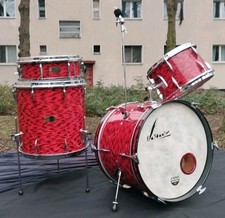 Sonor Teardrop 1969 Red Tiger Vintage Shell Set 60s Snare Rare 20" 13" 16" 14"