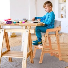 Hochstuhl Buchenholz Kinderstuhl, 6 Stufen höhenverstellbar Lehrstuhl 40 * 40 cm