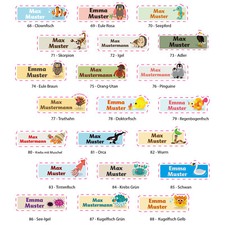 Namensaufkleber Kinder Tiere