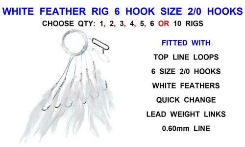 White feather rig haken - feather, 6