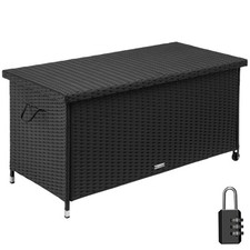 Auflagenbox Kiruna mit Kunststoffgeflecht, 120x55x61,5cm, 270l schwarz B-Ware